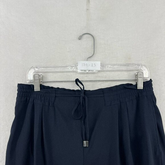 Zara Basic Pants WOmen's Sz M Navy Blue Elastic Waist Drawstring Pull on Tapered - Picture 12 of 12